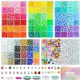 5 Boxes Bracelet Making Kit Pony Beads, 96 Colors 6x9mm 3500Pcs Kandi Rave Beads for Bracelets...