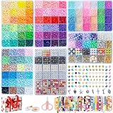 SJZWSD 6-Box Friendship Bracelet Making Kit - 16,000pcs Clay, Seed & Glass Beads Collection, Letter...