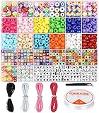 Dowsabel Bracelet Making Kit, Beads for Bracelets Making Pony, Kandi, Polymer Clay, Smile Face &...