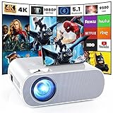 HOMPOW Projector, Native 1080P Full HD Bluetooth Projector with Speaker, Outdoor Portable Movie Mini...